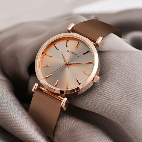 Rose Gold Dial with Glossy Strap Analog Watch