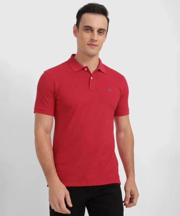 Allen Solly Men Solid Polo Red T-Shirt