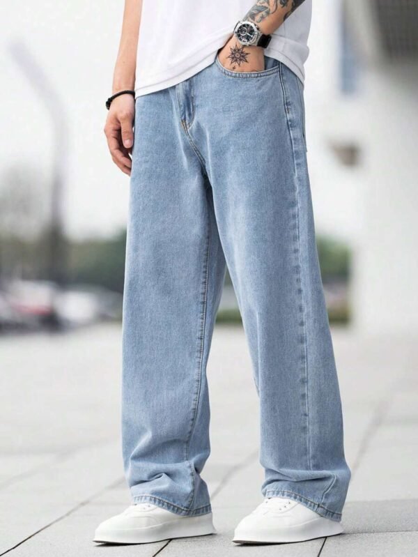 DENIM LOOK Men Loose Fit Mid Rise Light Blue Jeans