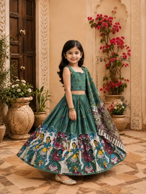 Jayclothing Indi Girls Lehenga Choli Ethnic Wear, Party Wear Printed Lehenga, Choli and Dupatta Set
