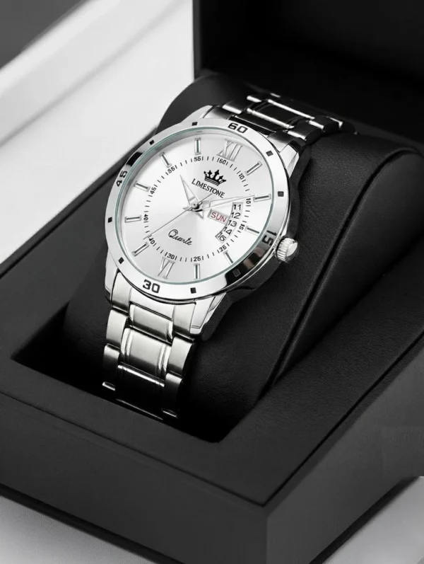 LIMESTONE Day and Date Function Steel Strap Quartz Analog Watch  - For Men LS2856