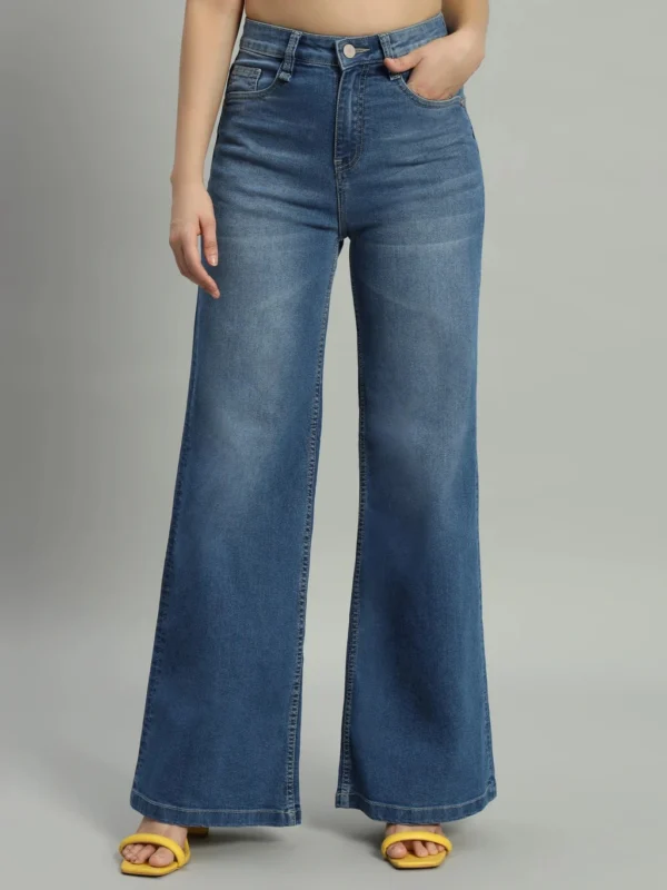 GUTI Women Wide Leg High Rise Blue Jeans