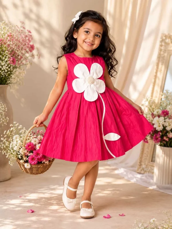 THE LALCOLLECTION KIDSWEAR Girls Short/Mid Thigh Party Dress (Pink, Sleeveless)