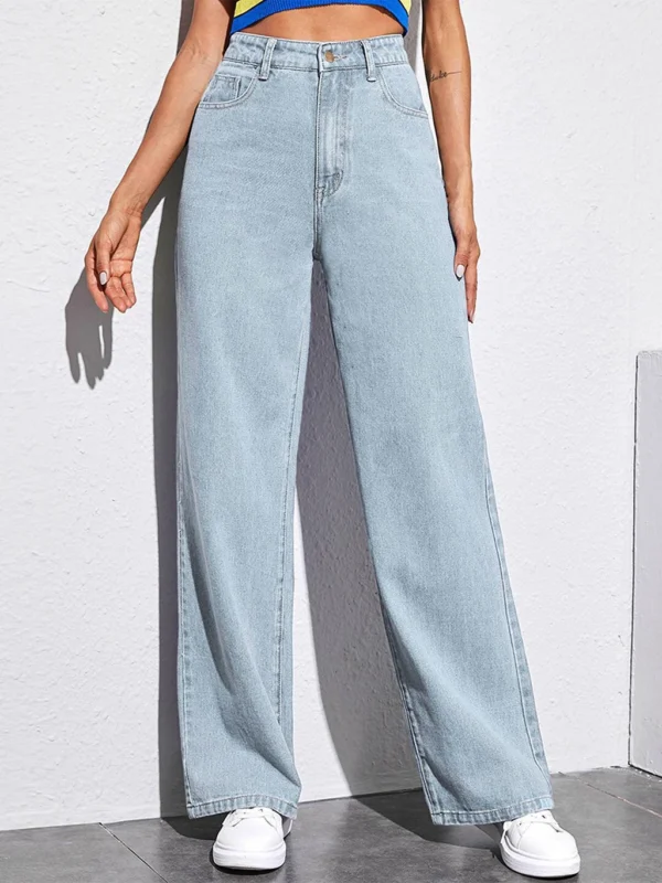 KOTTY Women Straight Fit High Rise Blue Jeans