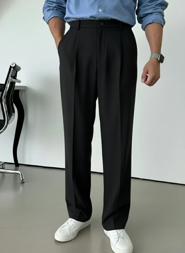 INDICLUB Men Relaxed Black Polycotton Trousers