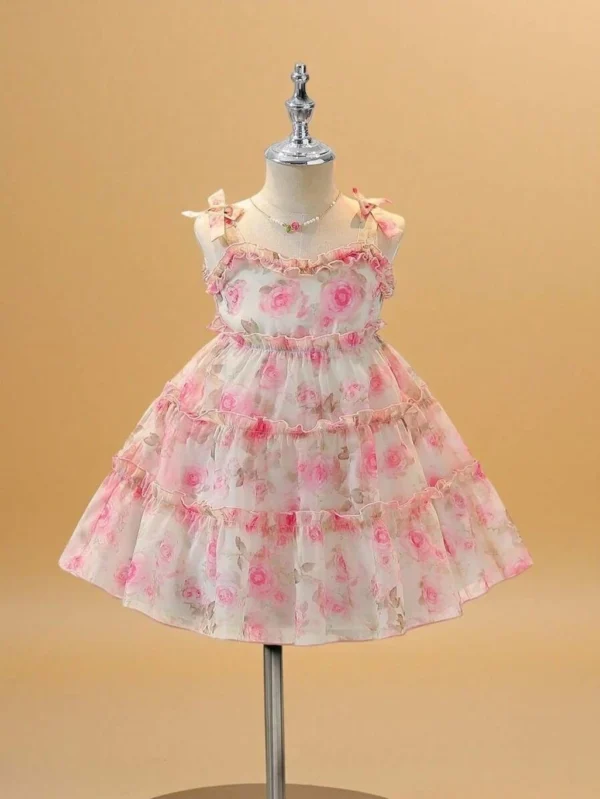 PATALAM Girls Midi/Knee Length Party Dress (Pink, Sleeveless)