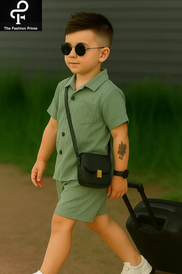 The Fashion Prime Boys Party(Festive) Shirt Shorts (Pista)