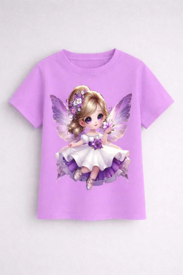 tradersss Boys & Girls Graphic Print Polyester Regular T Shirt (Purple, Pack of 1)