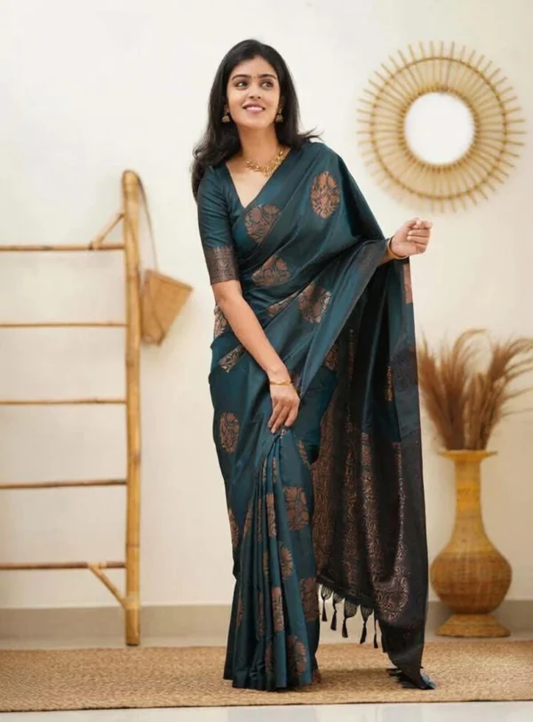 GARIYA Woven Banarasi Art Silk Saree (Light Blue)