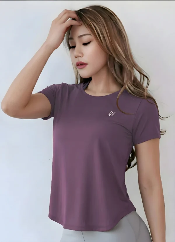 NEXSUS APPARELS Women Solid Round Neck Polyester Purple T-Shirt